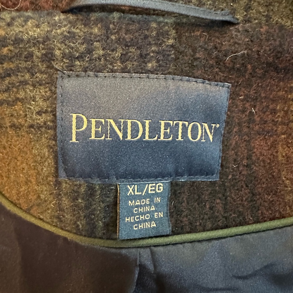 Pendleton Women's Plaid Pea Coat - Olive and Black - Picture 3 of 4